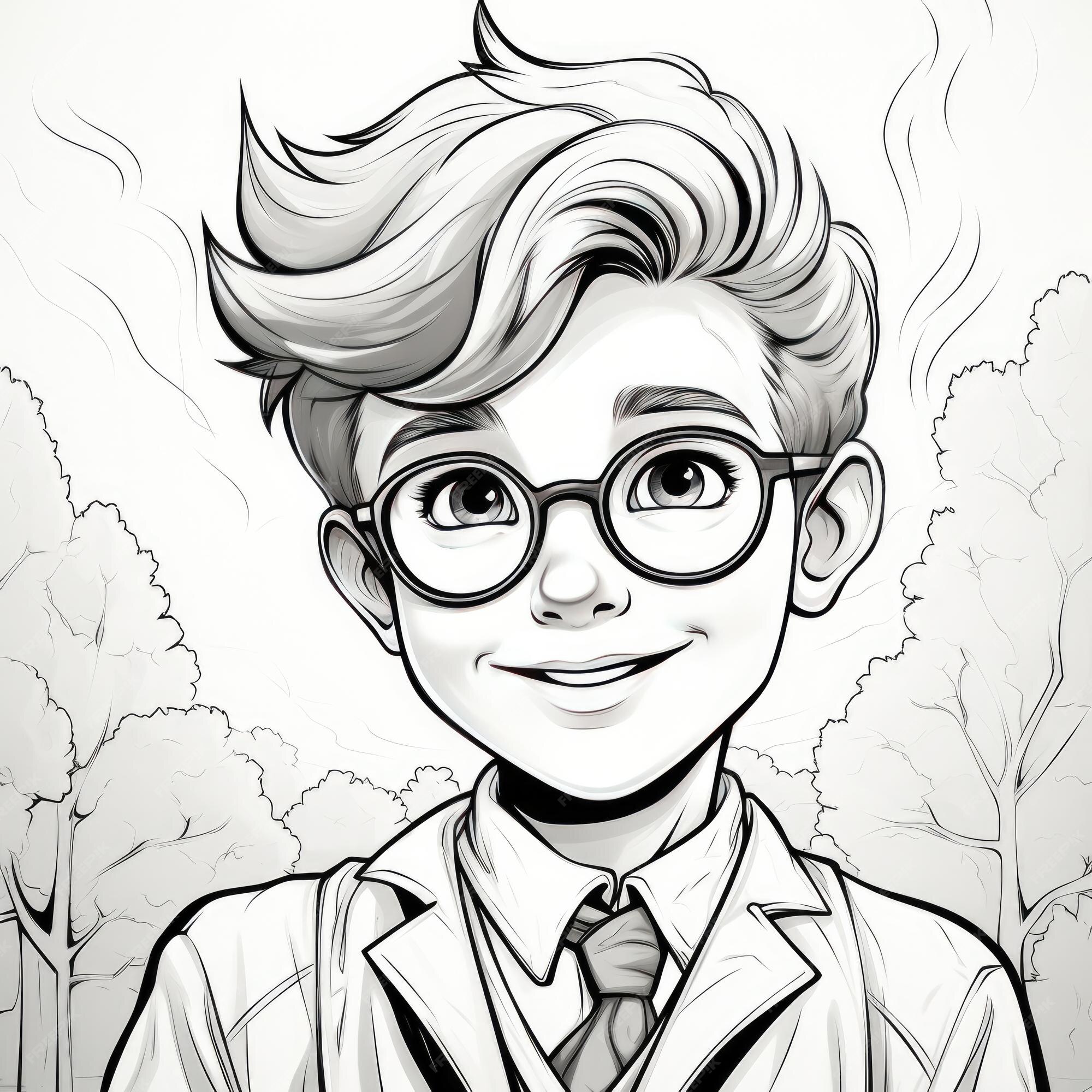 Premium AI Image | Boy in glasses Harry Potter as a coloring page