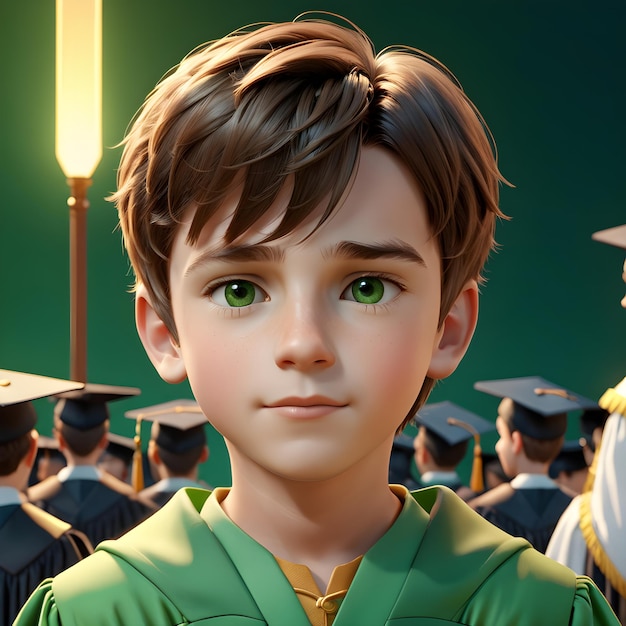 boy in graduation gown and cap