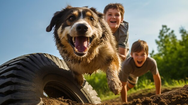 A Boy And His Dog Training For PetFriendly Wallpaper