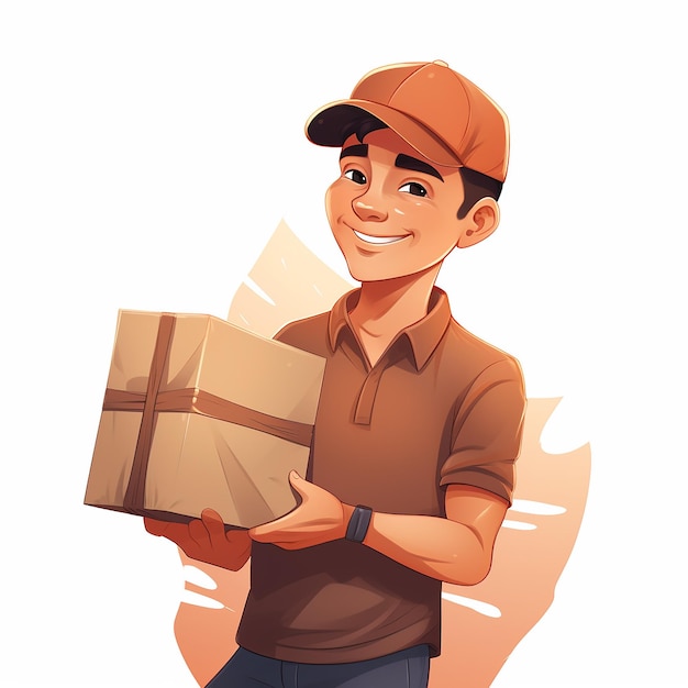 Photo boy holding a package for delivery