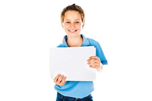 Boy holding paper