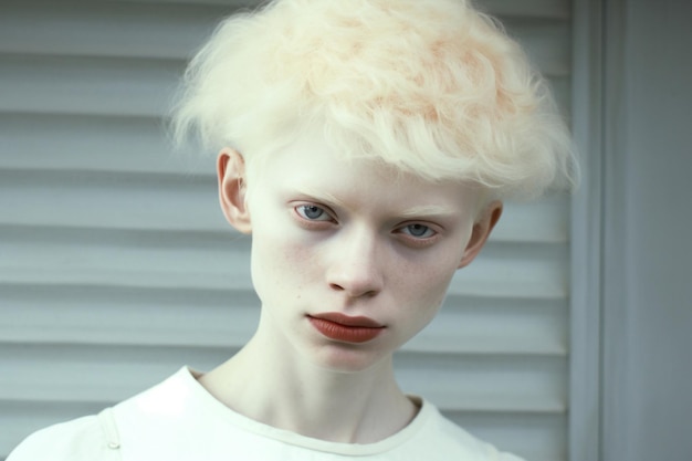 A boy is an albino teenager Portrait of an albino man