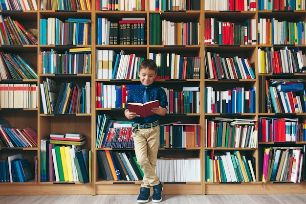 Boy in library