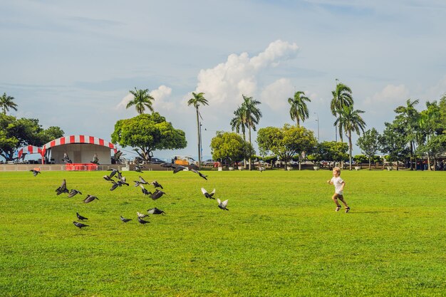 Boy on Padang Kota Lama 또는 간단히 The Padang은 조지 타운의 시민 지구에서 영국 식민지가 만든 퍼레이드 장소이자 운동장입니다.