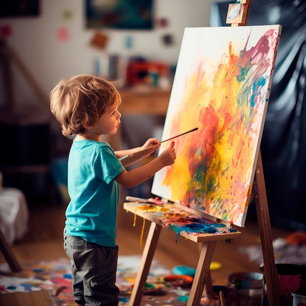 boy painting a picture