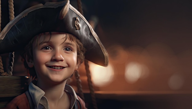 Boy in pirate suit illustration by generative AI