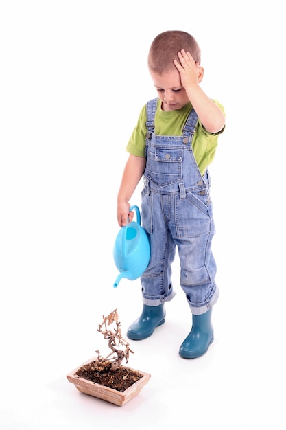 Boy and plant