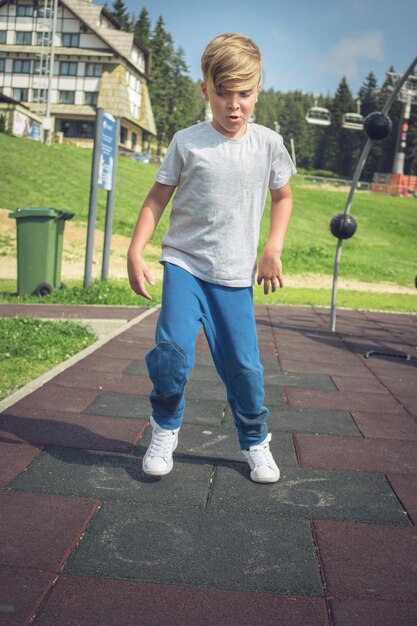 Boy playing at playground