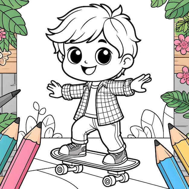 A boy playing skateboard illustration