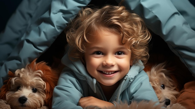 boy playing with teddy bear