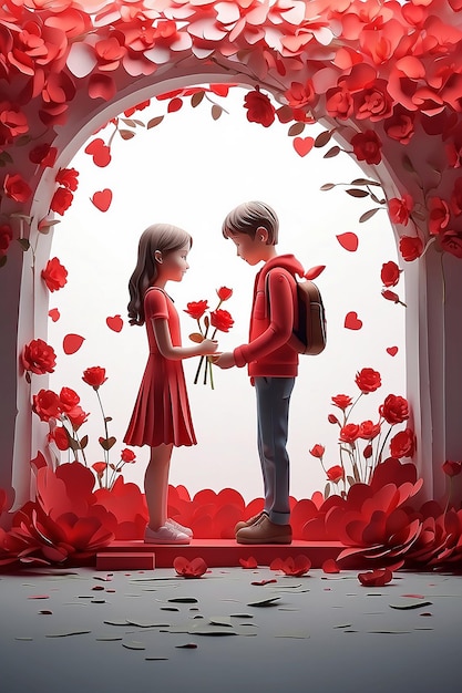 A boy proposing a girl in valentine day