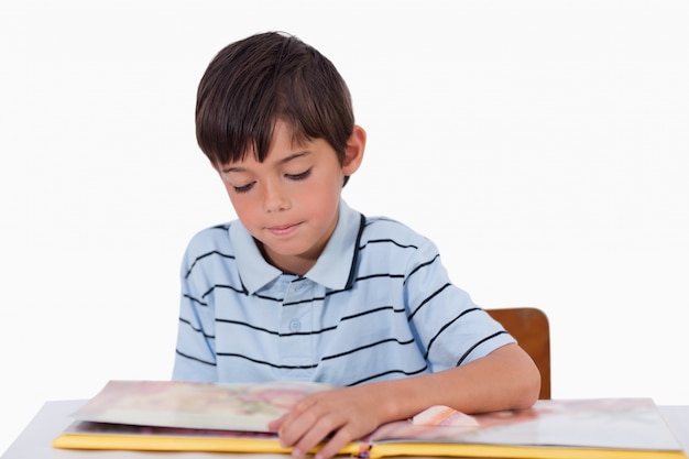 Boy reading a book