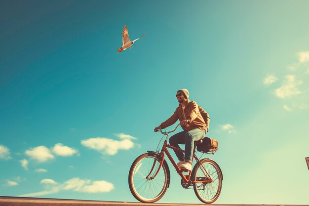 Boy riding a bike on a sunny day