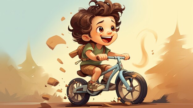 Boy Riding Bike Through Dirt Field in a Fun Outdoor Activity