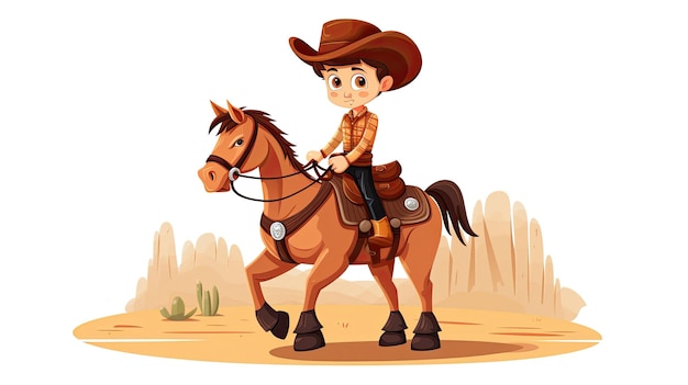 A boy riding a horse with a cowboy on the back.