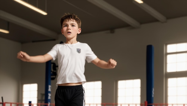 A Boy's Gymnasium Training