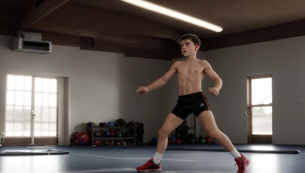 A Boy's Gymnasium Training