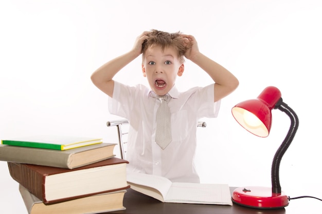 Boy scared of lessons