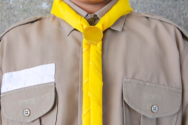 Boy scout uniformsyellow scarf brown shirtcostumes worn by students in thailand