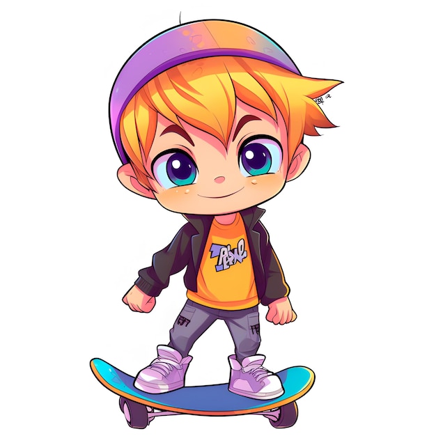 Photo boy on skateboard animated