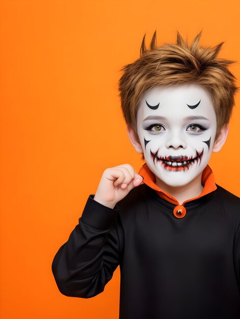 Photo boy smile make up as evil for halloween party