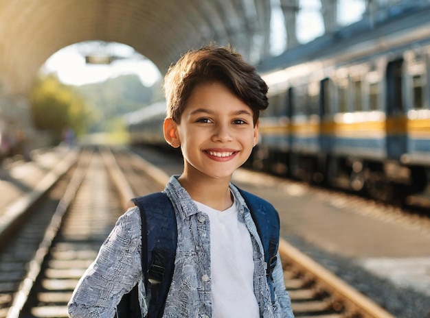 列車に待っている少年