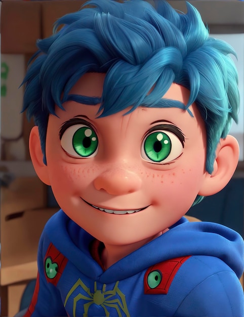 boy superhero 3d pixar style