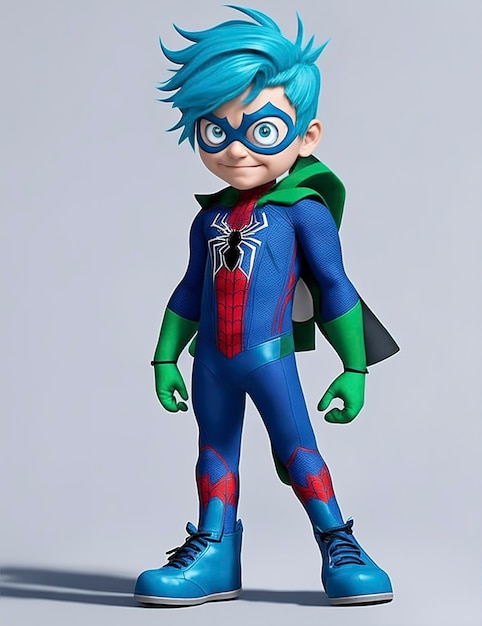 boy superhero 3d pixar style