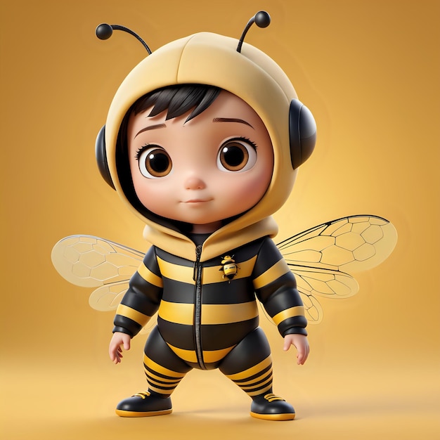 A boy in a superhero bee costume