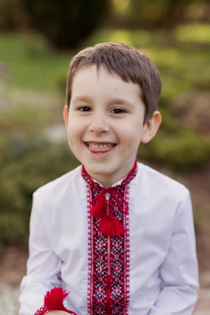 Boy in tradirional ukrainian cloth vyshyvanka