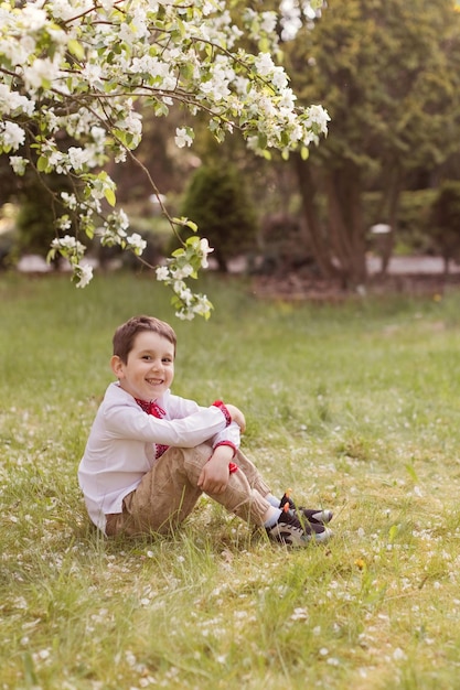 Boy in tradirional ukrainian cloth vyshyvanka