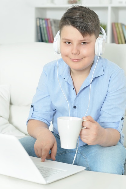 Boy using laptop