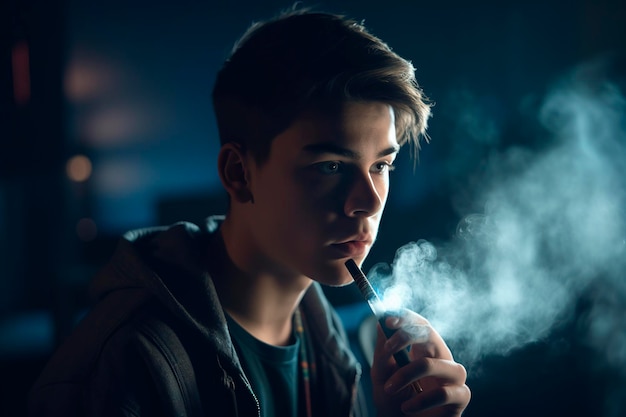 Boy vaping Increasing consumption of vaping among young people Vaping is becoming very popular