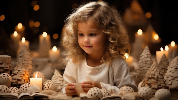 Boy waiting for gift from Santa Claus in bedroom on New Year's Eve