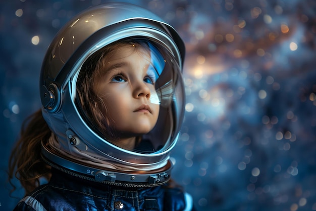 Boy walking on the moon with an astronaut suit