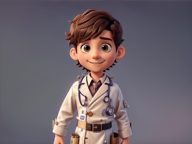 A boy wearing doctor dress_3D