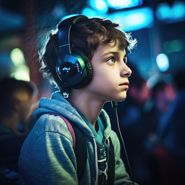 Boy Wearing a Gaming Headset