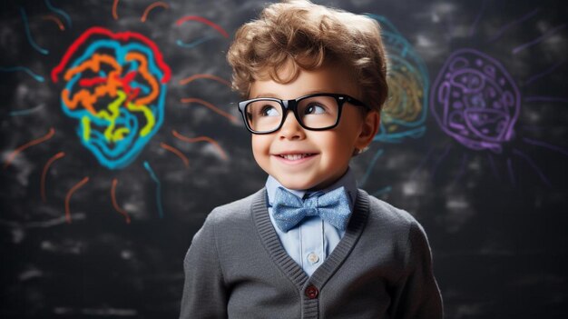 a boy wearing glasses and a bow tie is wearing a suit and a bow tie