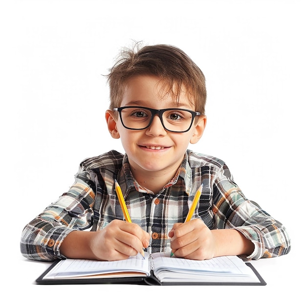 a boy wearing glasses with a pair of glasses that say quot he is wearing a shirt that says quot he i