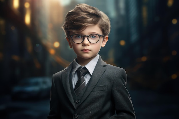 a boy wearing glasses