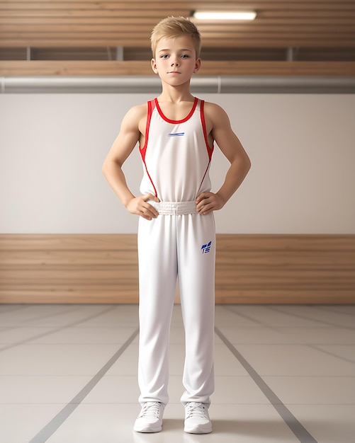 Premium AI Image | Boy wearing gymnastics uniform with cool design