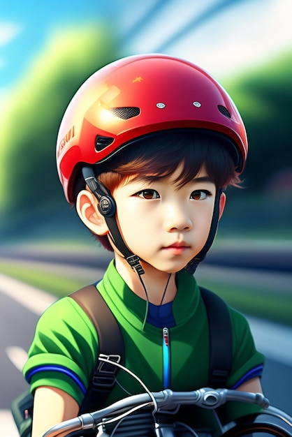 A boy wearing a helmet with the word bike on it