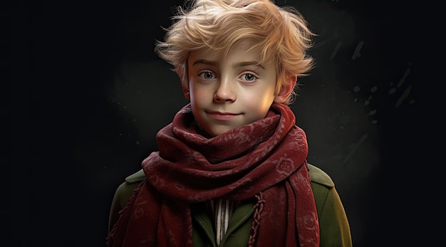 a boy wearing a scarf