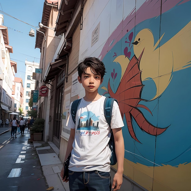 a boy with a backpack back to school