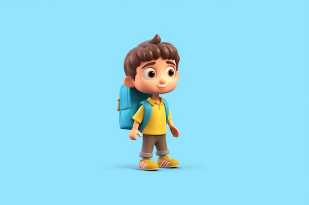 A boy with a backpack on his back