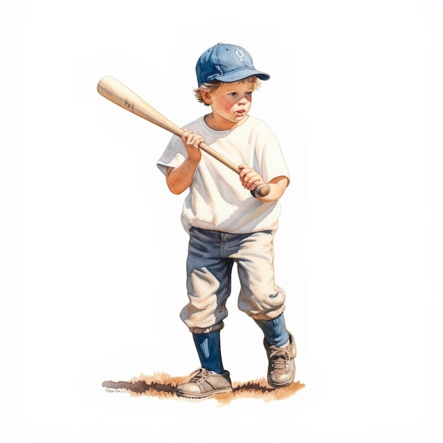 A boy with a baseball bat on his shoulder.