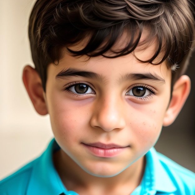 A boy with a blue shirt that says'i'm a boy '