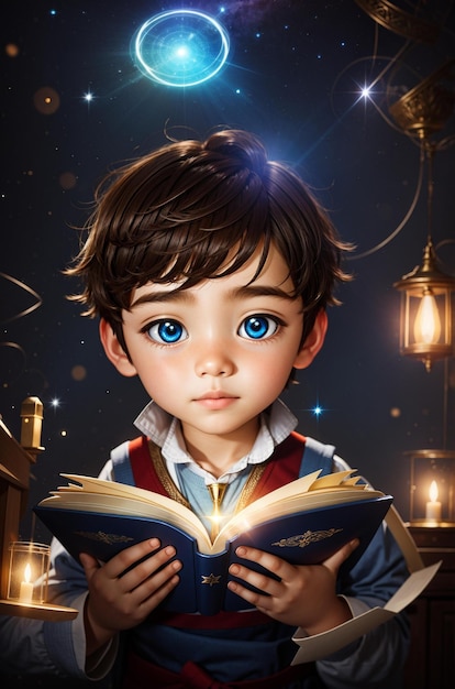 A boy with a book called a book called a boy.