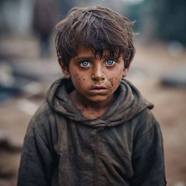 a boy with brown hair and a brown shirt that says  mud  on it