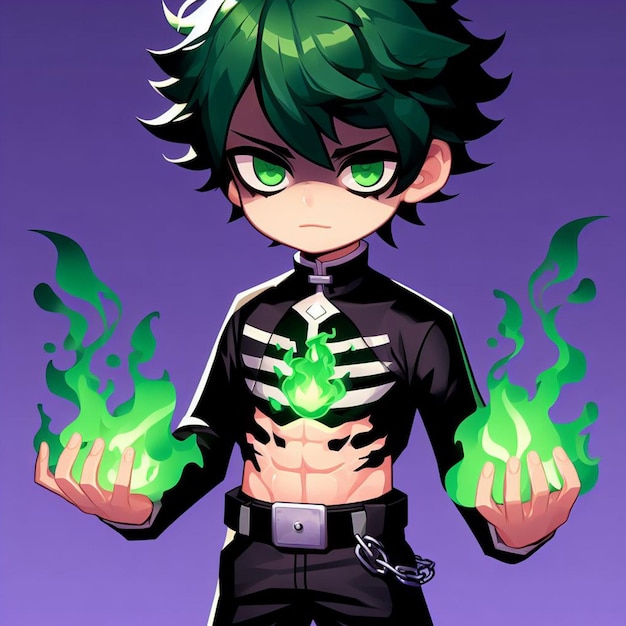 Boy with an evil green aura
